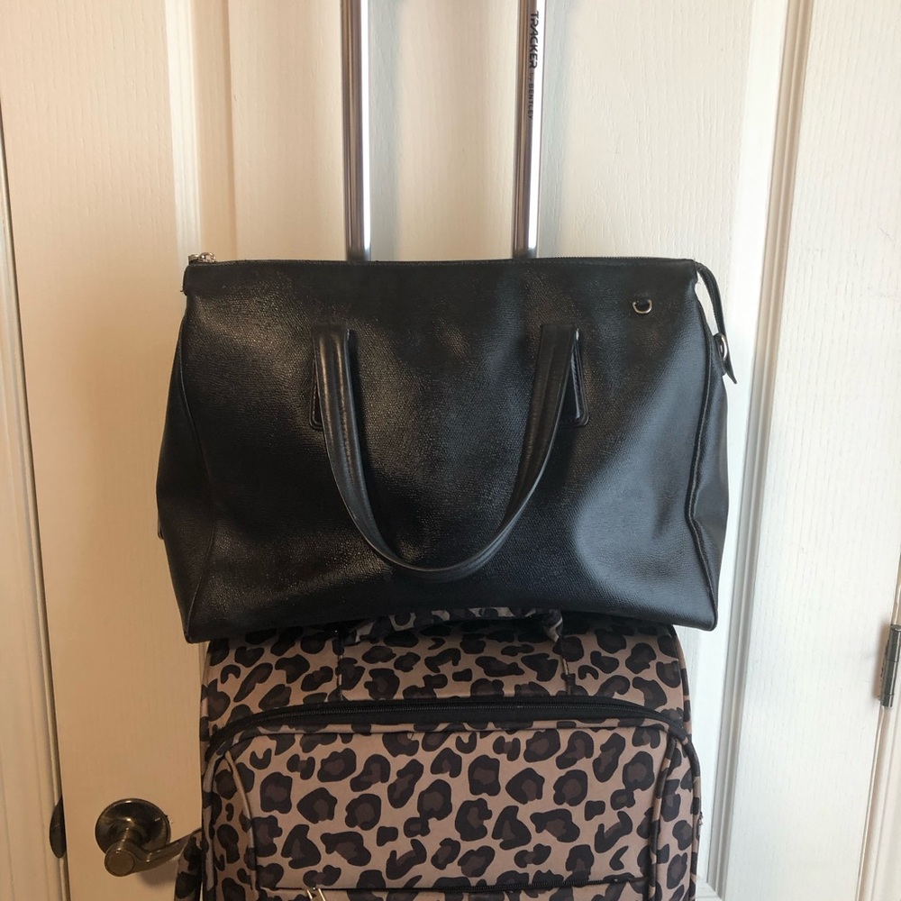 Vintage TUMI Black pebble Leather Travel Tote